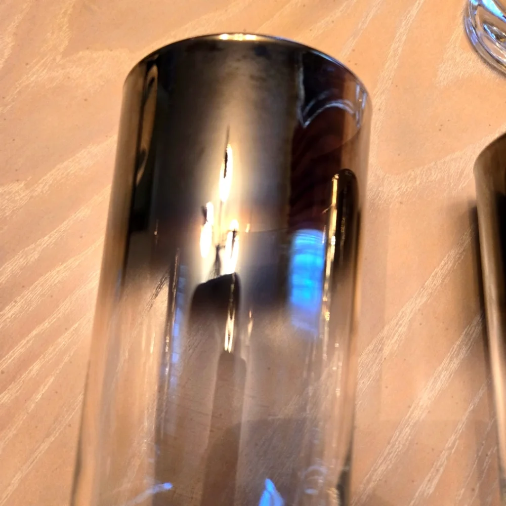 4 Vintage Tumbler Bar Glasses, Bronze/Gold Shading
